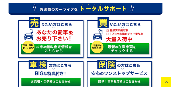 ビッグモーターの公式HPキャプチャ